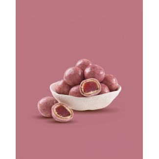 Perles Framboise – Pâte de fruit framboise enrobée de pâte d’amande et chocolat 2