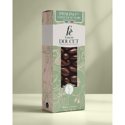 Pralino™ Chocolat Noir Brillant – Amandes enrobées de chocolat noir laqué