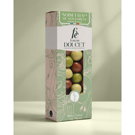 Noisettes de nos Forêts - Noisettes enrobées de chocolat lait et blanc